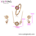 64483 Xuping new arrival top quality three pieces set Environmental Copper luxury gold jewelry set